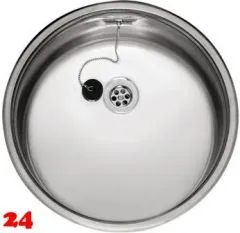 REGINOX Kchensple R18 390 (R) OSK Einbausple Edelstahl mit Einbaurand Rundbecken mit Gummistopfen und Kette