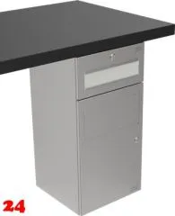 DREILICH Sirius II Papierhandtuchspender / Abfallbehlter Kombination 9123102 zur verdeckten Untertischmontage mit flachem Zylinderschloss (2002040019)